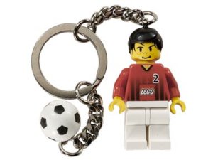 Soccer Player with Lego Logo on Front and Ball Key Chain