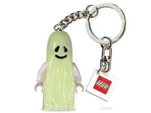 Minifig Ghost Key Chain with 2 x 2 Square Lego Logo Tile