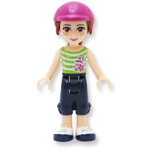 ミア（ストライプトップ・ダークブルークロップドパンツ・ヘルメット）