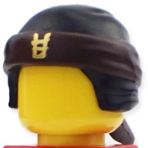 忍者帽・鉢巻（ブラック/ダークブラウン・アジアン文字 ゴールド）