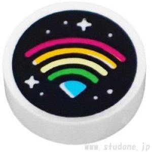 ラウンド1x1タイル（レインボーWiFiシンボル）