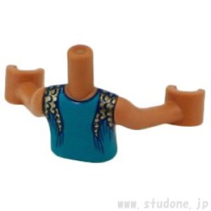 画像2: ミニドール/トルソー（ミディアムヌガー・ベスト ダークターコイズ・Vネック） (2)