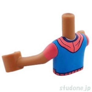 画像2: ミニドール/トルソー(ミディアムヌガー・ダークアジュール パーカー 半袖/コーラル/ホワイト スクエア パターン) (2)