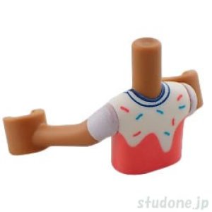 画像2: ミニドール/トルソー（ミディアムヌガー・シェフシャツ/ダークターコイズ/コーラル スプリンクル パターン） (2)