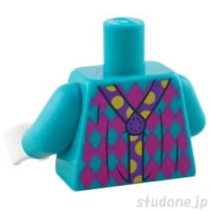 画像2: トルソー（アーガイルセーター ダークターコイズ・イエロー ポンポン/サスペンダー） (2)