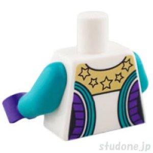 画像2: トルソー（ジャケット ホワイト・ダークターコイズ/ダークパープル ストライプ/スター/ゴールド ジッパー） (2)