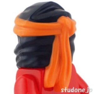 画像2: 忍者頭巾・TYPE4(ブラック/オレンジ・アジアンシンボル・コール) (2)