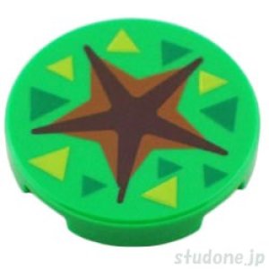 ラウンド2x2タイル（スター ダークブラウン・トライアングル グリーン・ライム）