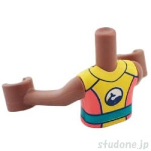 画像2: ミニドール/トルソー（ミディアムブラウン・ウェットスーツ イエロー/コーラル　パネル） (2)