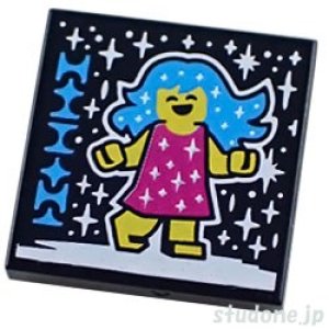 画像1: 2x2タイル（アルバムカバー・女の子 ドレス マジェンタ/アー ダークアジュール） (1)