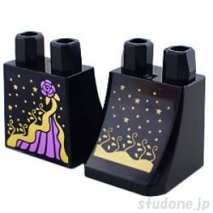 画像1: スカート・ローワーボディ（ブラック・エラボレイト ゴールド トリム/ローズ ミディアムラベンダー） (1)