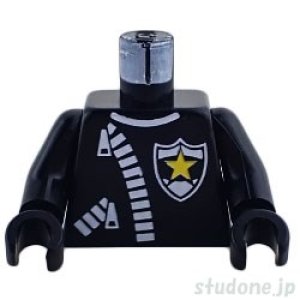 画像1: トルソー（ポリス レザー ジャケット ブラック・ジッパー/スター バッジ） (1)