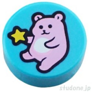 画像1: ラウンド1x1タイル（テディベア/スター） (1)