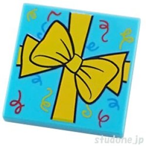 画像1: 2x2タイル（ギフト/リボン・ミディアムアジュール） (1)