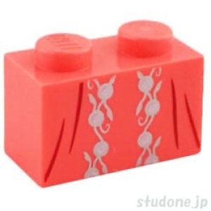 画像1: 1x2ブロック（コーラル・シルバー フラワー フィリグリー） (1)