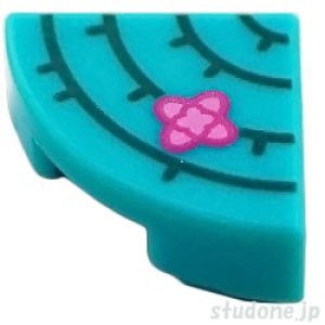 画像1: 1x1クォータータイル（サボテン ダークターコイズ・フラワー） (1)