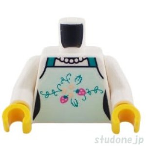 画像1: トルソー（エプロン ライトアクア・花/イチゴ パターン） (1)