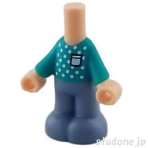 画像1: マイクロドール/ボディ（トップ ダークターコイズ/ホワイト ドット/パンツ サンドブルー・ライトヌガー） (1)