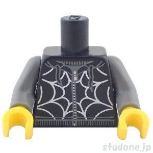 画像1: トルソー（パーカー ブラック・スパイダーウェブ パターン・アーム ダークブルーイッシュグレー） (1)