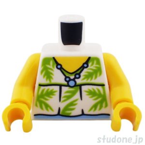 画像1: トルソー（ノースリーブトップ ホワイト・ラヤシの葉 パターン/ネックレス） (1)