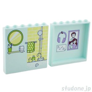 画像1: パネル1x6x5（バスルーム 鏡 シャワー・家族の肖像 ヘッドフォン） (1)