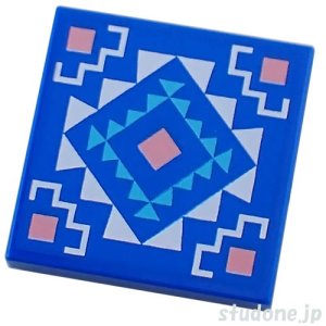 画像1: 2x2タイル（ブルー・ウォーム ピンク/ミディアムアジュール/ダイヤ ジグザグ） (1)