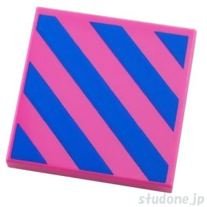 画像1: 2x2タイル（ダークピンク・ブルー ストライプ） (1)