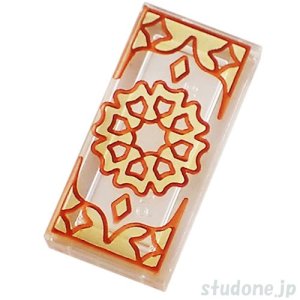 画像1: 1x2タイル（ゴールド/レディッシュブラウン オーナメント） (1)