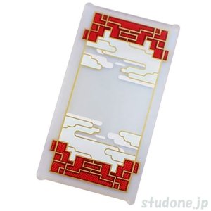 画像1: ガラス1x4x6（雲・ゴールド アウトライン・ダークレッド バックパターン） (1)
