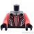 LEGO レゴ アクセサリー トルソー（レーシング スーツ フラットシルバー・コーラル/ブラック パネル） パーツ 部品 正面画像