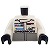 LEGO レゴ アクセサリー トルソー（レーシング スーツ ホワイト・PORSCHE DMG MORI/Mobil 1/ストライプ）  パーツ 部品 正面画像