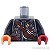 LEGO レゴ アクセサリー トルソー（パーカー ブラック・ストラップ /スプレー缶/汚れ/モンキーキッド）  パーツ 部品 正面画像