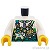 LEGO レゴ アクセサリー トルソー（オーバーオール ダークターコイズ・ストラップ ブライトグリーン）  パーツ 部品 正面画像