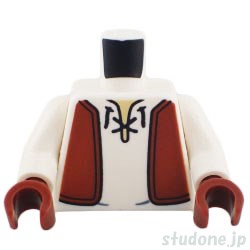 LEGO レゴ アクセサリー トルソー（レザー ベスト レディッシュブラウン・レース付きシャツ）  パーツ 部品 正面画像