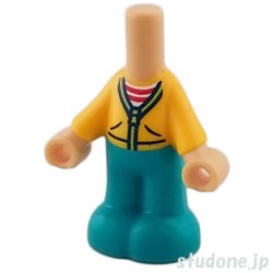 LEGO レゴ アクセサリー マイクロドール/ボディ(トップ ブライトライトオレンジ/ストライプ/パンツ ダークターコイズ・ミディアムタン) パーツ 部品