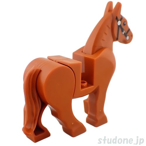 LEGO レゴ アクセサリー ホース・可動ダークオレンジ・ホワイト ブレイズ・ブラック ブライドル) パーツ 部品 後ろ画像