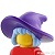 LEGO レゴ アクセサリー ヘア（ブライトライトブルー・フロッピー ウィッチ ハット ダークパープル） パーツ 部品 正面画像