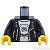 LEGO レゴ アクセサリー トルソー(レザージャケット ブラック・シャツ ブルドッグヘッド) パーツ 部品 正面画像