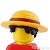 LEGO レゴ アクセサリー ヘア（ブラック・麦わら帽子 ブライトライトオレンジ） パーツ 部品 正面画像
