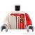 LEGO レゴ アクセサリー トルソー(レーススーツ ホワイト/レッド ストライプ・フェラーリ) パーツ 部品 正面画像