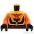 LEGO レゴ アクセサリー トルソー(ジャケット ブライトライトオレンジ・ブラック ライン・フレイム パターン) パーツ 部品 正面画像