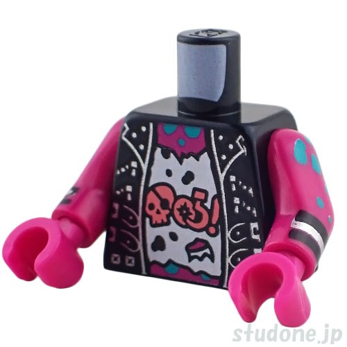 LEGO レゴ アクセサリー トルソー(ベスト ブラック・タタード シャツ/スクイッド バックプリント) パーツ 部品 正面画像
