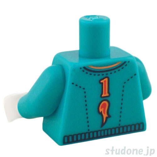 LEGO レゴ アクセサリー トルソー（ジャケット ダークターコイズ・フレイム/Number 1） パーツ 部品 後ろ画像