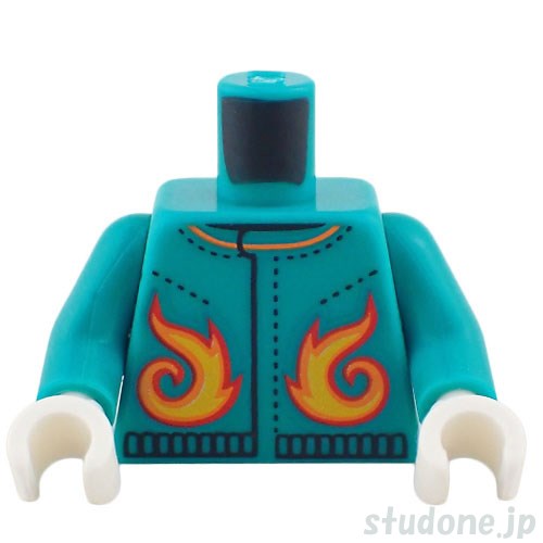 LEGO レゴ アクセサリー トルソー（ジャケット ダークターコイズ・フレイム/Number 1） パーツ 部品 正面画像