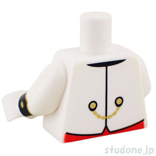 LEGO レゴ アクセサリー トルソー(ジャケット ホワイト・ゴールド ボタン/パイピング) パーツ 部品 後ろ画像