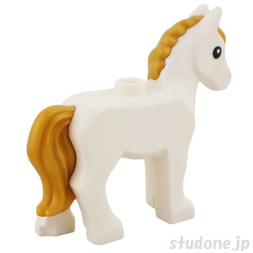 LEGO レゴ アクセサリー 仔馬・1スタッド/TYPE2(ホワイト・たてがみ パールゴールド) パーツ 部品 後ろ画像