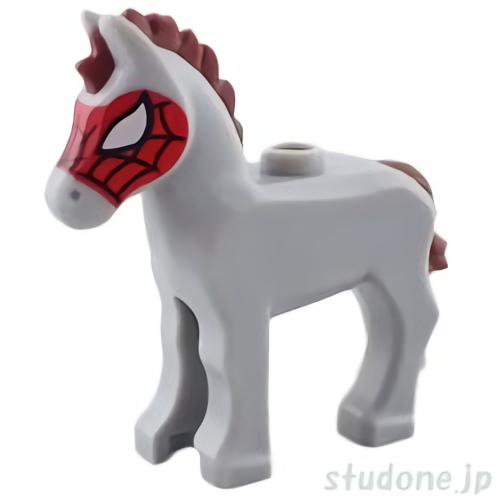LEGO レゴ アクセサリー 仔馬・1スタッド(ライトブルーイッシュグレー・スパイダー マスク) パーツ 部品 正面画像