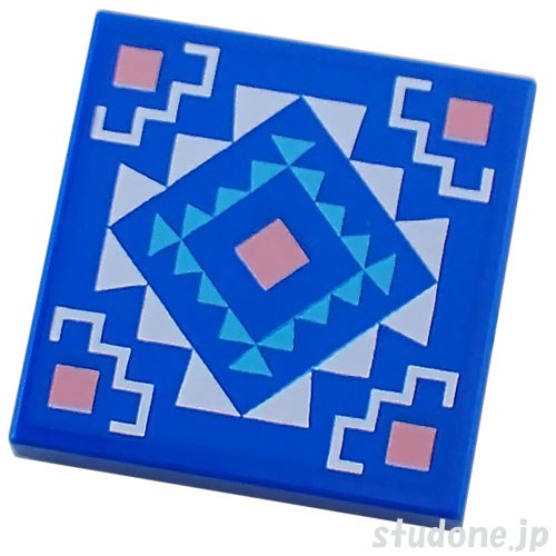 LEGO レゴ プリントパーツ 2x2タイル(ブルー・ウォーム ピンク/ミディアムアジュール/ダイヤ ジグザグ) 部品