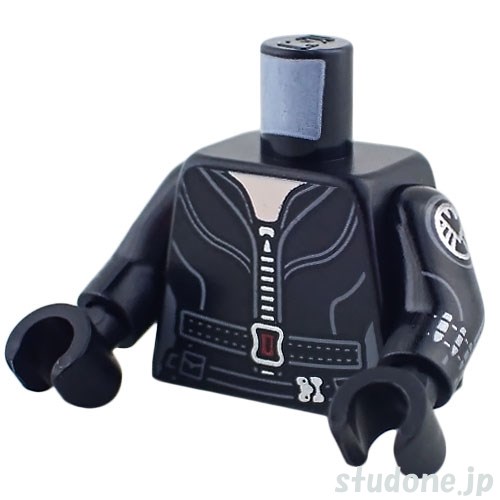 LEGO レゴ アクセサリー トルソー(ジャンプスーツ ブラック・ジッパー/ベルト) パーツ 部品 正面画像