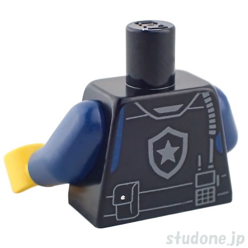 LEGO レゴ アクセサリー トルソー(ポリス セキュリティ ベスト ブラック・スターバッジ/ラジオ/ポーチ) パーツ 部品 後ろ画像